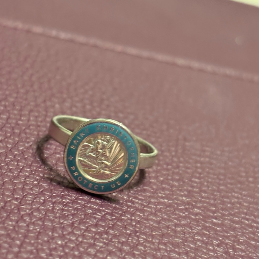 GET BACK Brand in Silver and Blue Saint Christopher Ring